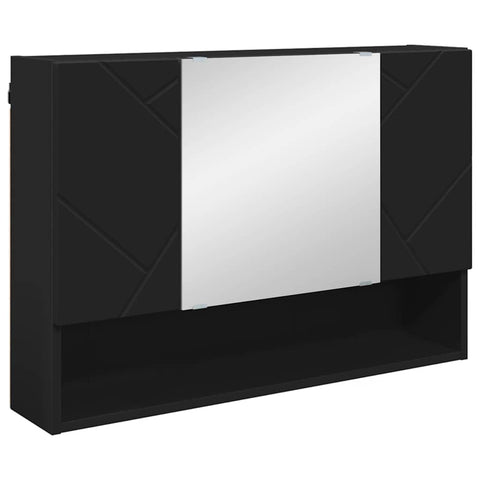 vidaXL Bathroom Mirror Cabinet Black 80 x 17 x 55 cm Engineered wood