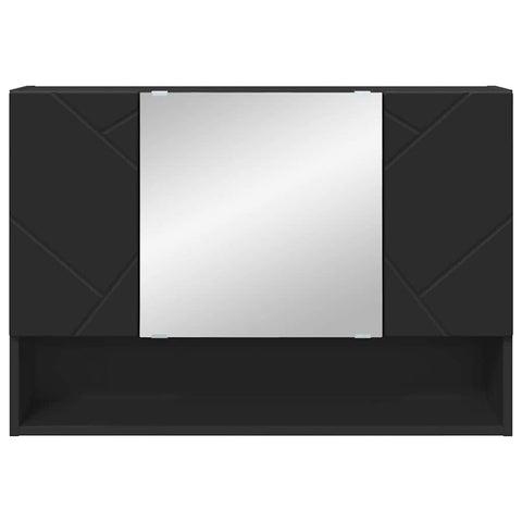 vidaXL Bathroom Mirror Cabinet Black 80 x 17 x 55 cm Engineered wood