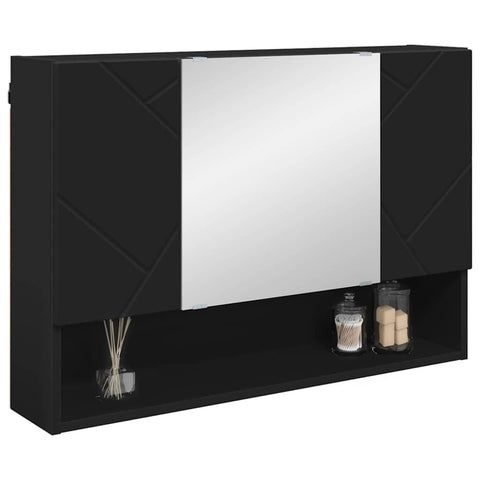 vidaXL Bathroom Mirror Cabinet Black 80 x 17 x 55 cm Engineered wood