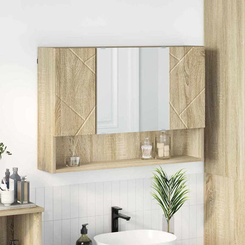 vidaXL Bathroom Mirror Cabinet Wall-mounted Sonoma oak 80 x 17 x 55 cm