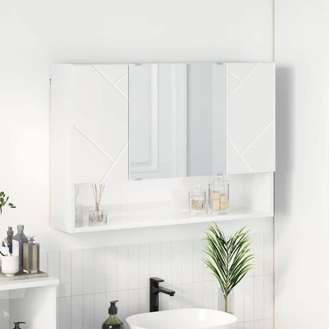 vidaXL Bathroom Mirror Cabinet High gloss white 80 x 17 x 55 cm