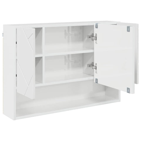 vidaXL Bathroom Mirror Cabinet High gloss white 80 x 17 x 55 cm