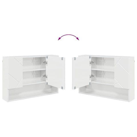 vidaXL Bathroom Mirror Cabinet High gloss white 80 x 17 x 55 cm