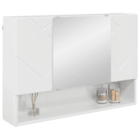 vidaXL Bathroom Mirror Cabinet High gloss white 80 x 17 x 55 cm