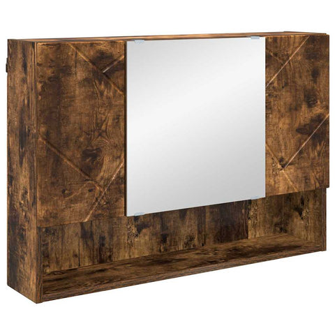 vidaXL Bathroom Mirror Cabinet Wall-mounted Smoked oak 80 x 17 x 55 cm