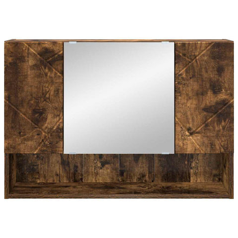 vidaXL Bathroom Mirror Cabinet Wall-mounted Smoked oak 80 x 17 x 55 cm