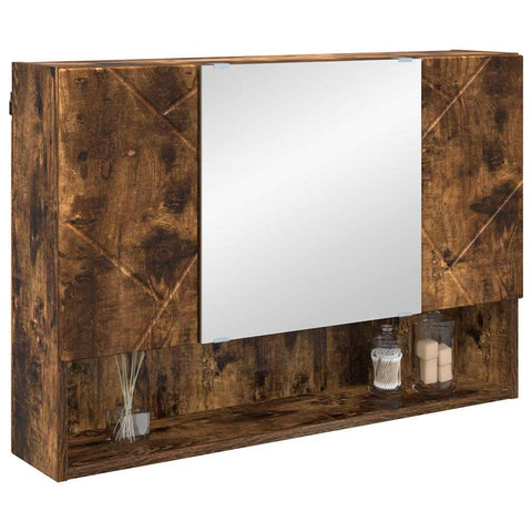 vidaXL Bathroom Mirror Cabinet Wall-mounted Smoked oak 80 x 17 x 55 cm