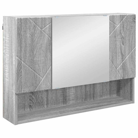 vidaXL Bathroom Mirror Cabinet with Door Grey sonoma 80 x 17 x 55 cm