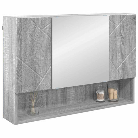 vidaXL Bathroom Mirror Cabinet with Door Grey sonoma 80 x 17 x 55 cm