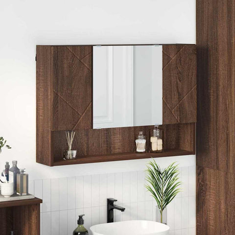 vidaXL Bathroom Mirror Cabinet Wall-mounted Brown oak 80 x 17 x 55 cm