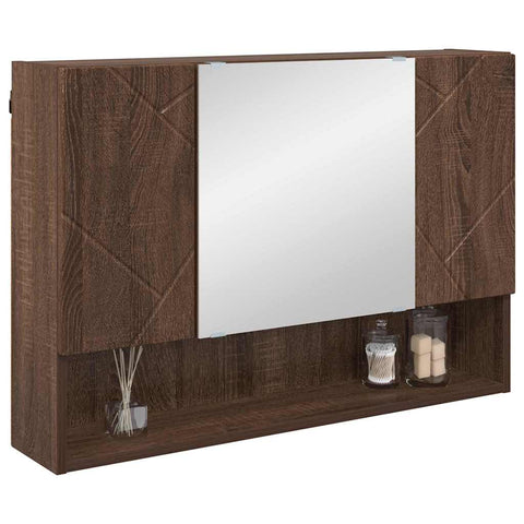 vidaXL Bathroom Mirror Cabinet Wall-mounted Brown oak 80 x 17 x 55 cm