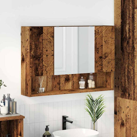 vidaXL Bathroom Mirror Cabinet Wall-mounted Old wood 80 x 17 x 55 cm