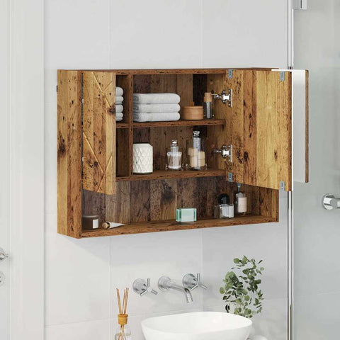 vidaXL Bathroom Mirror Cabinet Wall-mounted Old wood 80 x 17 x 55 cm