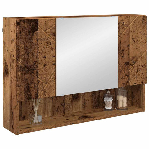 vidaXL Bathroom Mirror Cabinet Wall-mounted Old wood 80 x 17 x 55 cm