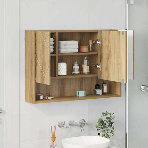 vidaXL Bathroom Mirror Cabinet with Door Artisan oak 80 x 17 x 55 cm