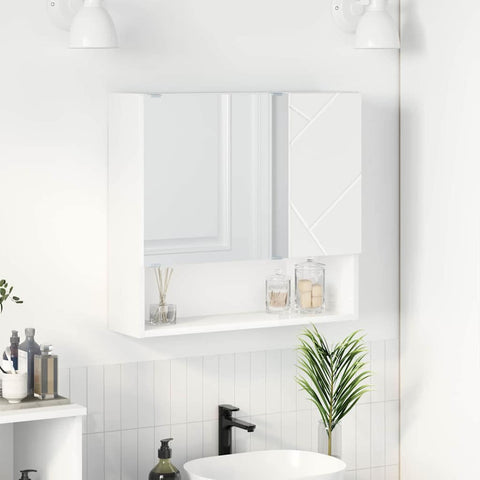 vidaXL Mirror Cabinet with Shelf White 59 x 17 x 55 cm Engineered wood