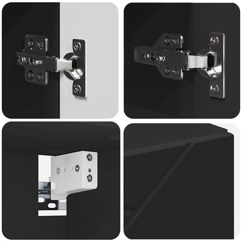 vidaXL Mirror Cabinet with Shelf Black 59 x 17 x 55 cm Engineered wood