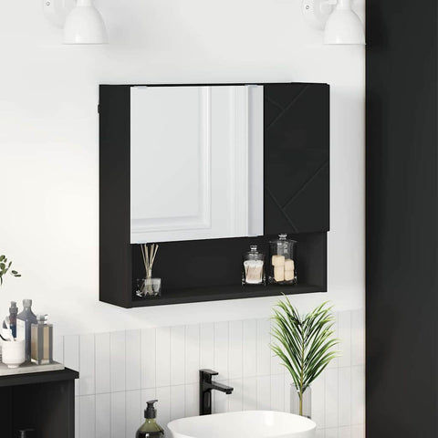 vidaXL Mirror Cabinet with Shelf Black 59 x 17 x 55 cm Engineered wood