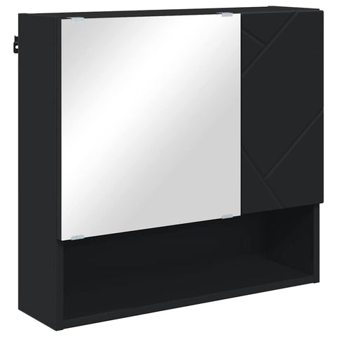 vidaXL Mirror Cabinet with Shelf Black 59 x 17 x 55 cm Engineered wood