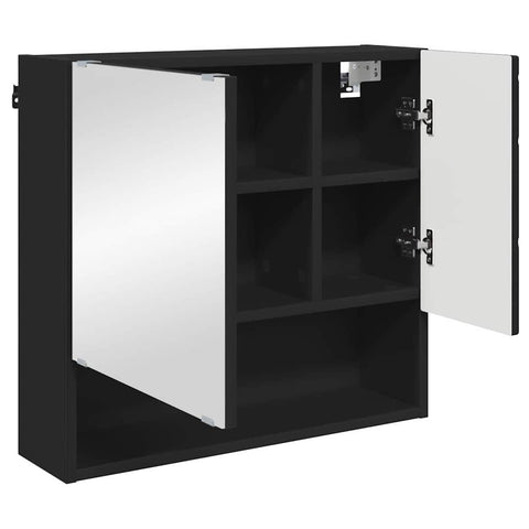 vidaXL Mirror Cabinet with Shelf Black 59 x 17 x 55 cm Engineered wood