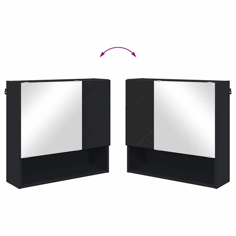 vidaXL Mirror Cabinet with Shelf Black 59 x 17 x 55 cm Engineered wood