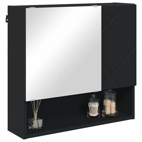 vidaXL Mirror Cabinet with Shelf Black 59 x 17 x 55 cm Engineered wood