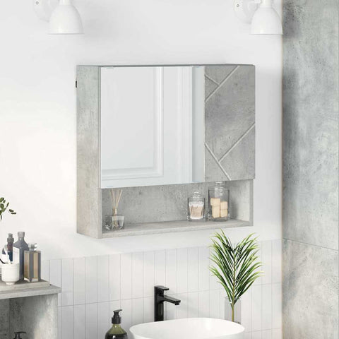 vidaXL Mirror Cabinet Concrete grey 59 x 17 x 55 cm Engineered wood