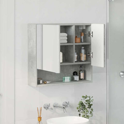 vidaXL Mirror Cabinet Concrete grey 59 x 17 x 55 cm Engineered wood