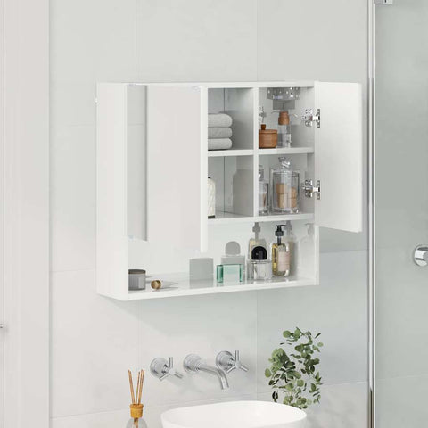 vidaXL Mirror Cabinet High gloss white 59 x 17 x 55 cm Engineered wood