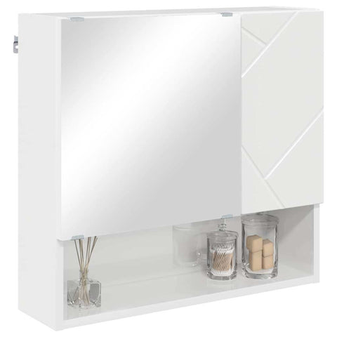 vidaXL Mirror Cabinet High gloss white 59 x 17 x 55 cm Engineered wood