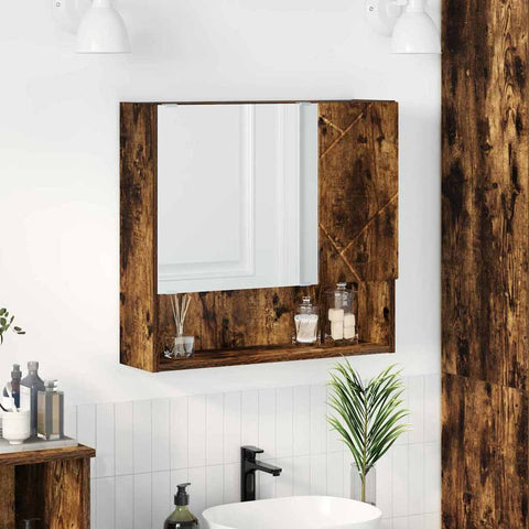 vidaXL Mirror Cabinet Smoked oak 59 x 17 x 55 cm Engineered wood