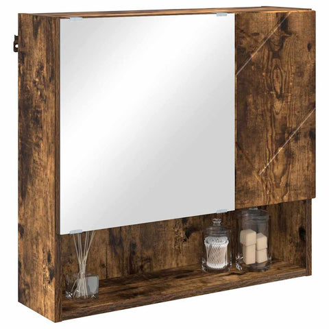 vidaXL Mirror Cabinet Smoked oak 59 x 17 x 55 cm Engineered wood