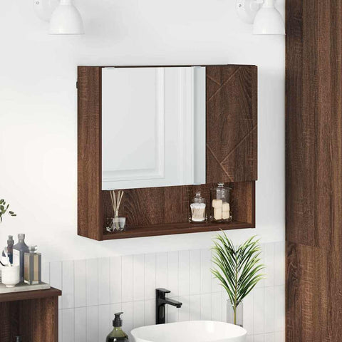 vidaXL Mirror Cabinet Brown oak 59 x 17 x 55 cm Engineered wood