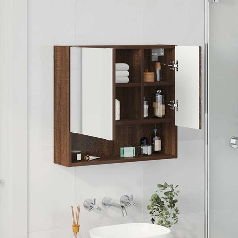 vidaXL Mirror Cabinet Brown oak 59 x 17 x 55 cm Engineered wood