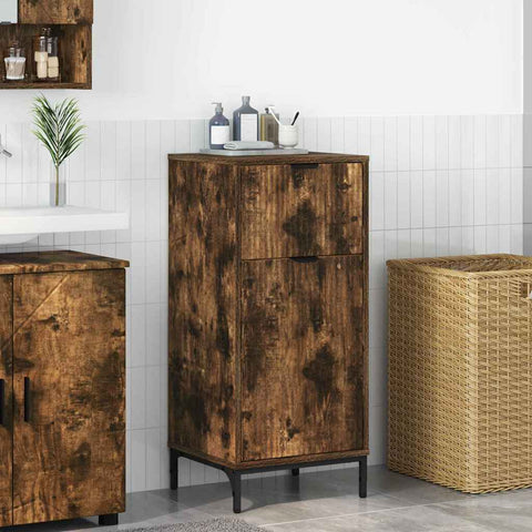 vidaXL Bathroom Cabinet Smoked oak 39.5 x 36 x 88 cm Engineered wood