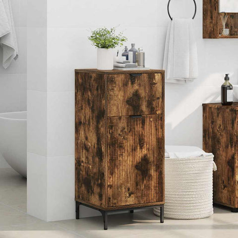 vidaXL Bathroom Cabinet Smoked oak 39.5 x 36 x 88 cm Engineered wood
