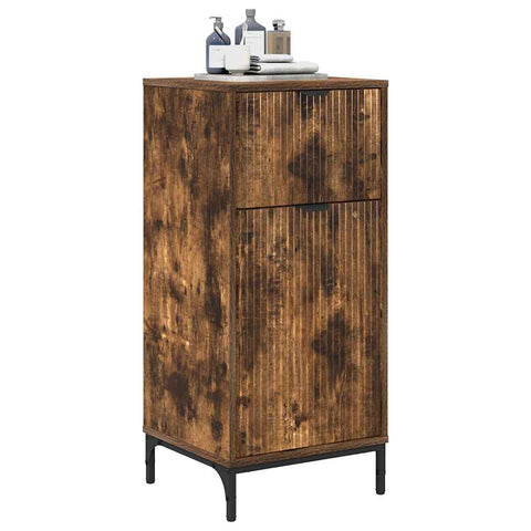 vidaXL Bathroom Cabinet Smoked oak 39.5 x 36 x 88 cm Engineered wood