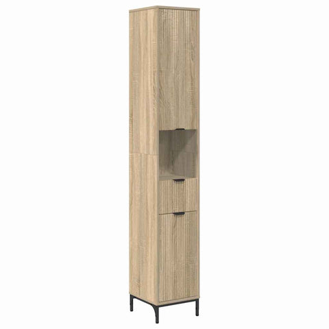 vidaXL Bathroom Tall Cabinet with Drawer Sonoma oak 31.5 x 33 x 190 cm