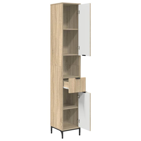 vidaXL Bathroom Tall Cabinet with Drawer Sonoma oak 31.5 x 33 x 190 cm