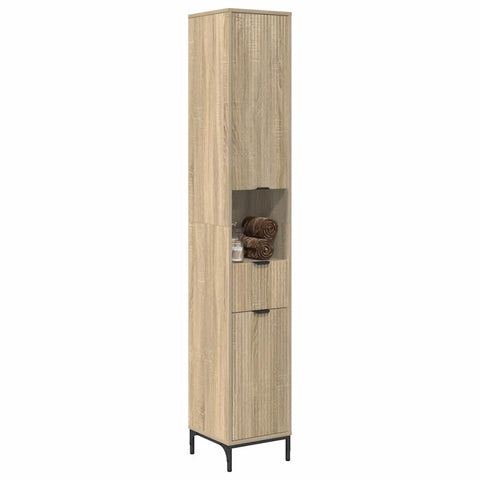 vidaXL Bathroom Tall Cabinet with Drawer Sonoma oak 31.5 x 33 x 190 cm