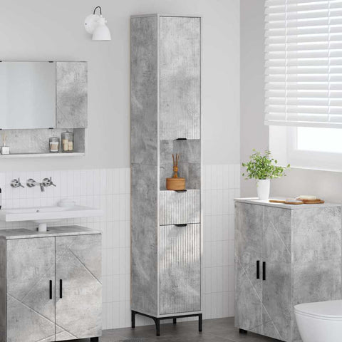 vidaXL Bathroom Tall Cabinet Concrete grey 31.5 x 33 x 190 cm