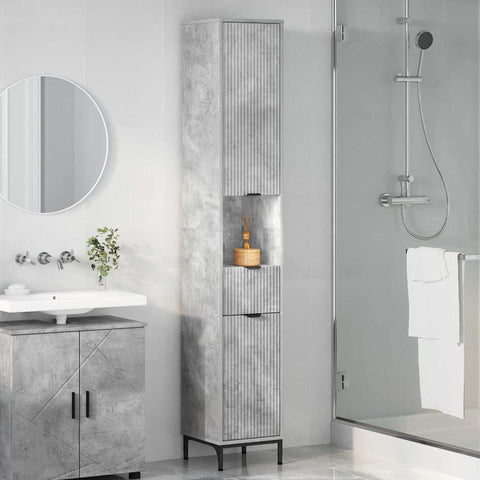 vidaXL Bathroom Tall Cabinet Concrete grey 31.5 x 33 x 190 cm