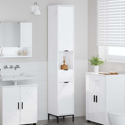 vidaXL Bathroom Tall Cabinet High gloss white 31.5 x 33 x 190 cm