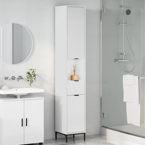 vidaXL Bathroom Tall Cabinet High gloss white 31.5 x 33 x 190 cm