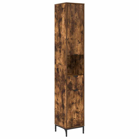 vidaXL Bathroom Tall Cabinet with Drawer Smoked oak 31.5 x 33 x 190 cm