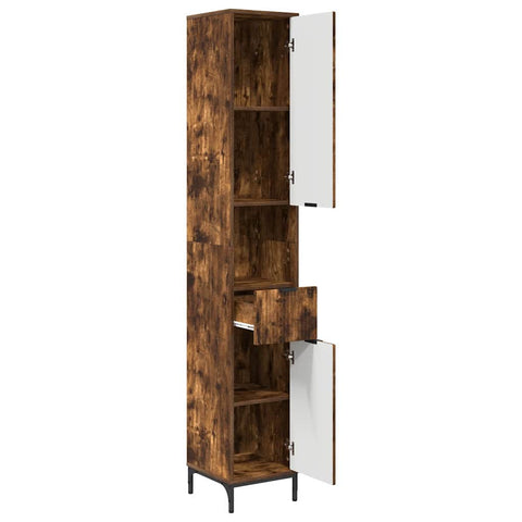 vidaXL Bathroom Tall Cabinet with Drawer Smoked oak 31.5 x 33 x 190 cm