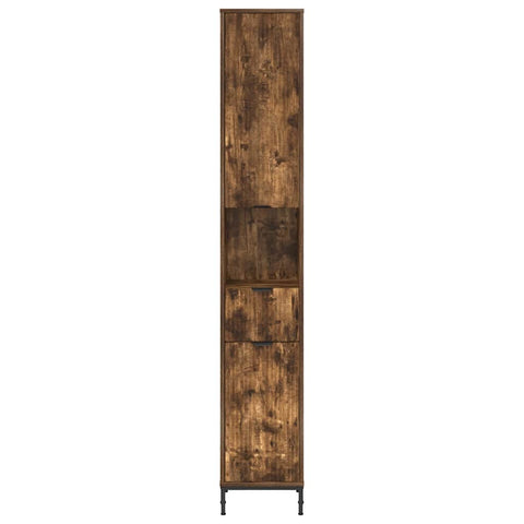 vidaXL Bathroom Tall Cabinet with Drawer Smoked oak 31.5 x 33 x 190 cm