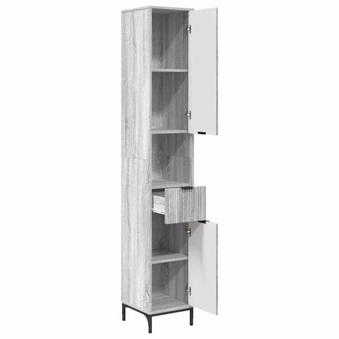 vidaXL Bathroom Tall Cabinet with Door Grey sonoma 31.5 x 33 x 190 cm