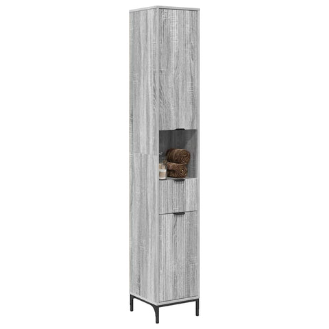 vidaXL Bathroom Tall Cabinet with Door Grey sonoma 31.5 x 33 x 190 cm