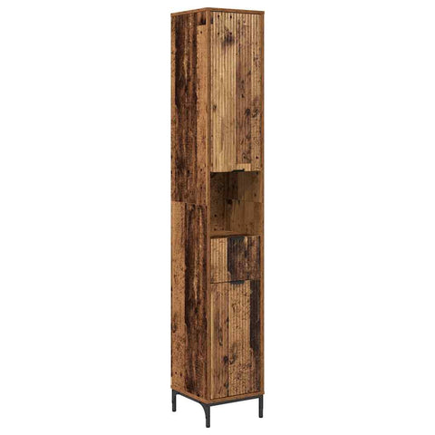 vidaXL Bathroom Tall Cabinet with Drawer Old wood 31.5 x 33 x 190 cm